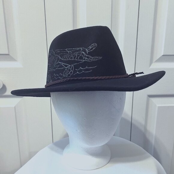 Custom Burnt Black Hat/Sea Turtle/Turquoise Eyes-Women\'s-(Brim & Embers)-New main image 5